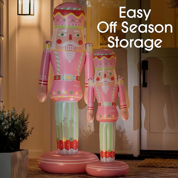FUNBOY Pink Inflatable Nutcracker – 3.5ft Tall Indoor/Outdoor Holiday Decoration – Christmas Yard & Porch Decor
