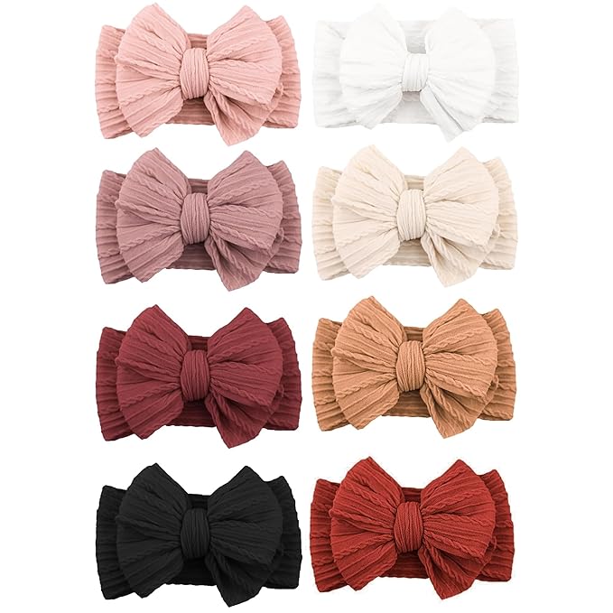 Niceye Handmade Baby Headbands Soft Stretchy Nylon Hair Bands with Bows for Newborn Infant Baby Toddler Girls