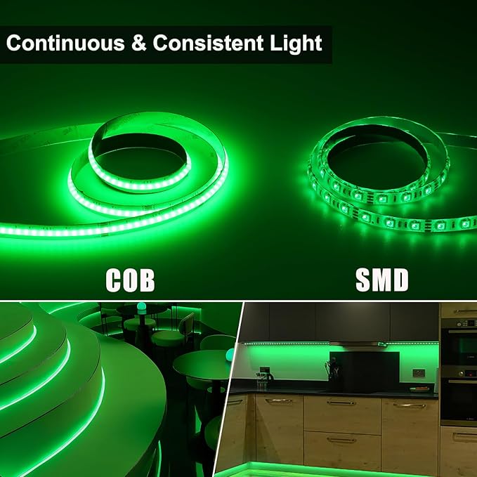 JOYLIT 24V RGBW COB LED Strip Lights 16.4FT/5M RGB + 6000K Cool White Dual Mode, Flexible 784 LEDs/M High Density Dotless Tape Light for Indoor, Bedroom, Kitchen, Home Theater Lighting (Light Only)