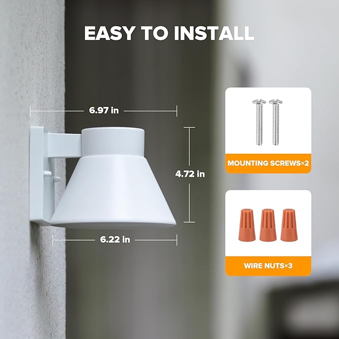UME 2 Pack LED Outdoor White Front Porch Lights, Waterproof Wall Lantern Light Fixture, Anti-Rust Farmhouse Barn Wall Sconce for Patio, Doorway, Garage