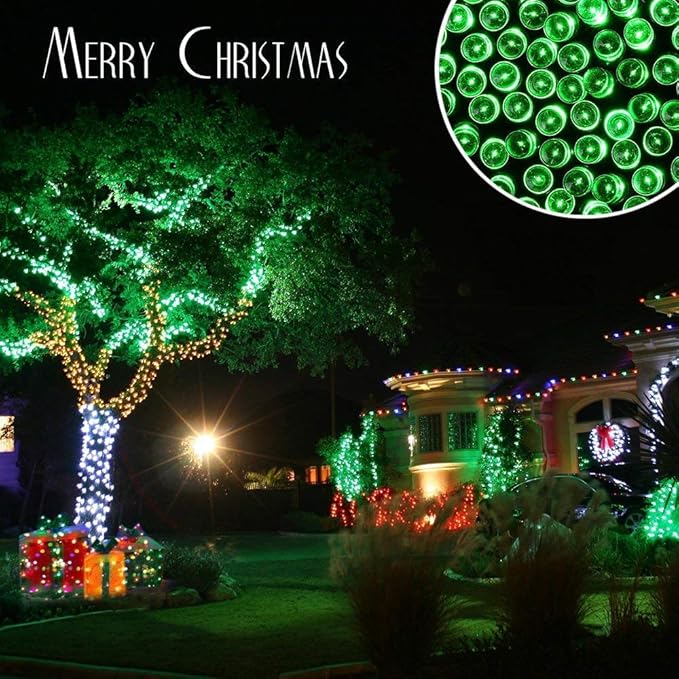 Joomer Green Solar Christmas Lights, 2 Pack Total 144FT 400 LED 8 Modes Waterproof Solar Christmas Lights Outdoor for Garden Yard Patio Christmas Decoration