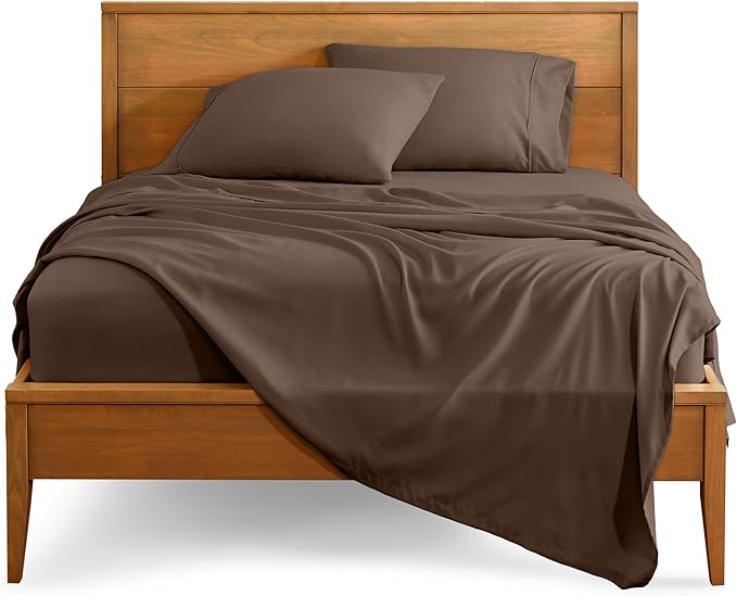 Bare Home Queen Sheet Set - Luxury 1800 Ultra-Soft Microfiber Queen Bed Sheets - Double Brushed - Deep Pockets - Easy Fit - 4 Piece Set - Bedding Sheets & Pillowcases (Queen, Cocoa)