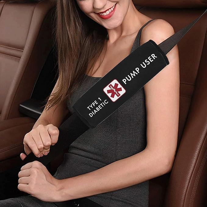 Type 1 Diabetic Pump User Custom Size Medical Alert Car Seat Belt Cover for Adults Girls and Boys Safety Seatbelt Belt Strap Shoulder Pad for a More Comfortable Driving 73