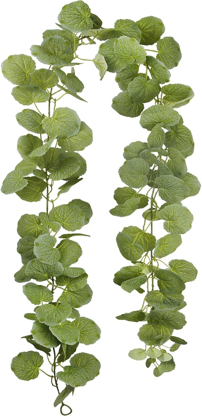 Fake Hanging Plants Vines Artificial Hanging Geranium Leaves for Outdoors Silk Ivy Garland Hanging Aesthetic Plants Greenery Green Leaves for Wedding Bedroom Garden Party Wall Decoration
