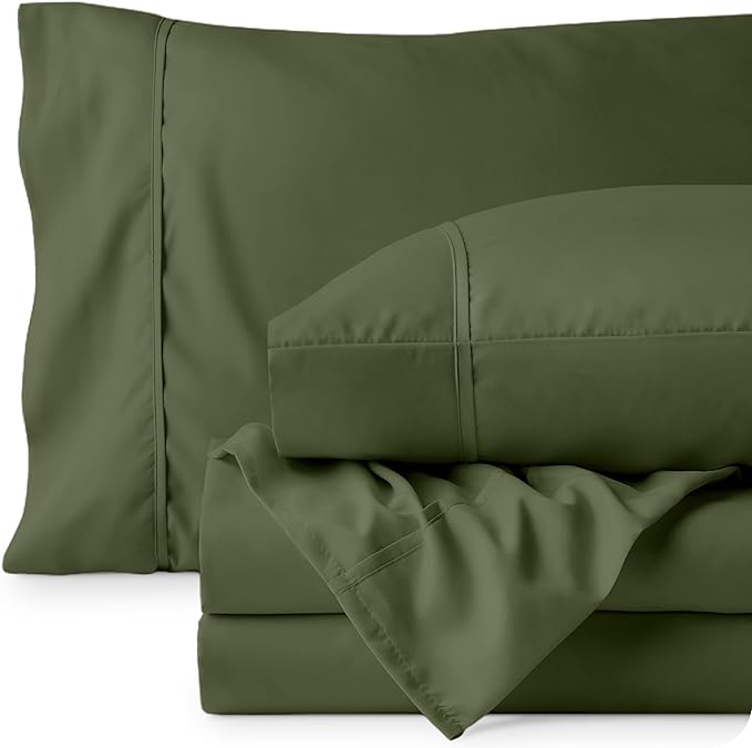 Bare Home Twin XL Sheet Set - College Dorm Size - Luxury 1800 Ultra-Soft Microfiber Twin Extra Long Bed Sheets - Deep Pockets - Easy Fit - Extra Soft - 3 Piece Set - Bed Sheets (Twin XL, Cypress)