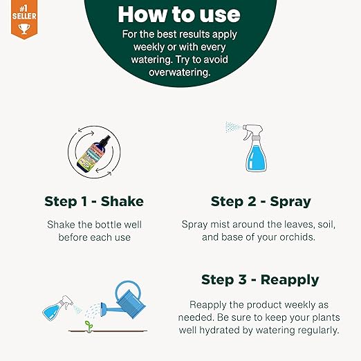 Gardenera Professional Orchid Superfood Spray Mist for Home Gardening | Micro-Fungi Enriched Fertilizer Mist for Healthy Leaves & Growth | 18 Essential Vitamins & Minerals for Orchids - 8oz