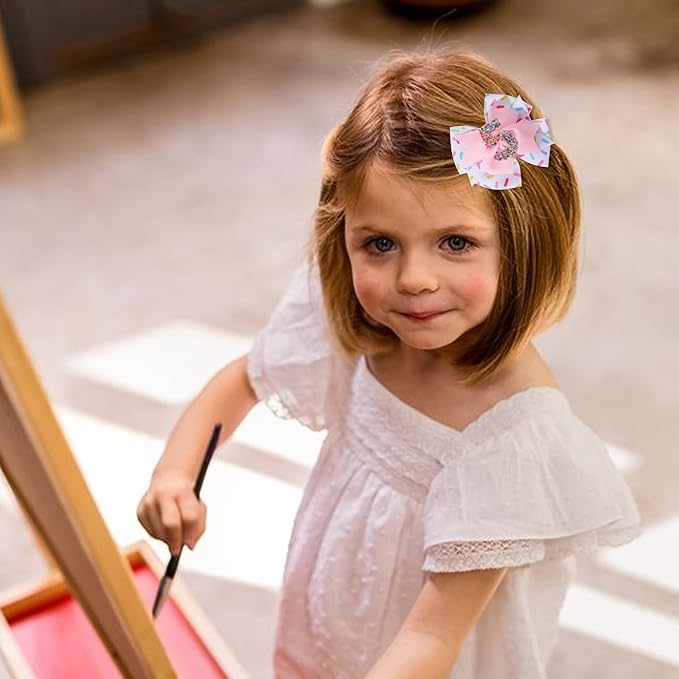 Hair Clip - 1st Birthday Pink Bow Party Decorations, Confetti Ice Cream for Girls, 5th Baby Girls Hair Bow, Hair Clip