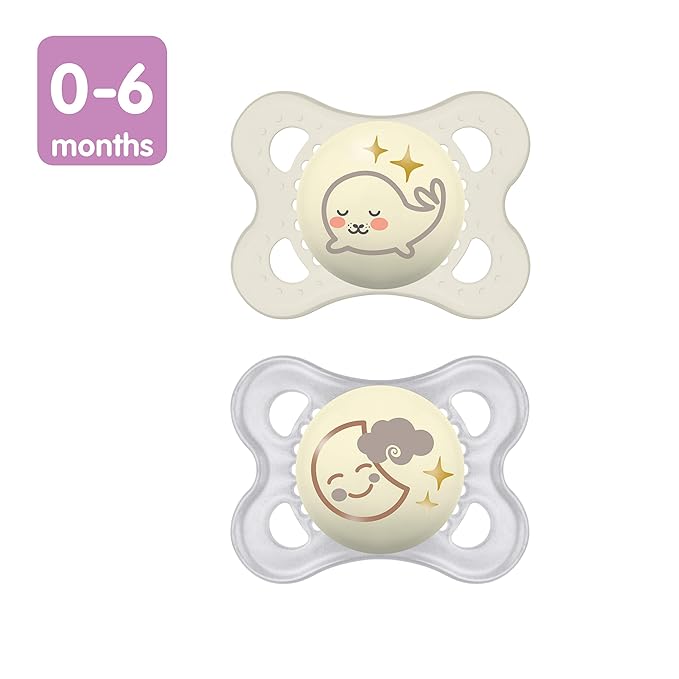 MAM Night Pacifiers (2 Pacifiers & Sterilizing Box), MAM Pacifiers 0-6 Months & Original Matte Baby Pacifier, Nipple Shape Helps Promote Healthy Oral Development, Sterilizer