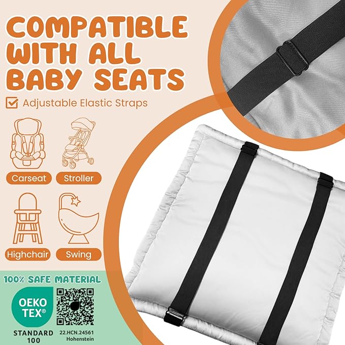 PROMEED 100% Mulberry Silk Baby Car Seat Headrest Cover, Natural Silk Carseat Head Cover for Bald Spots and Hair Knots, Soft & Breathable Head Rest Covers for Infant Carseat (Black)