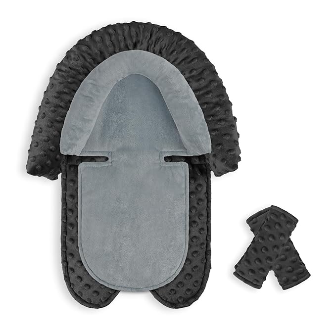 Infant Car Seat Insert, HNHUAMING Baby Car Seat Head & Body Support with 2 Straps Pads, Ultra Soft Newborn Preemie Carseat Insert Cushion for Girls Boys, Fits Car Seat, Stroller, Swing, Bouncer, Black
