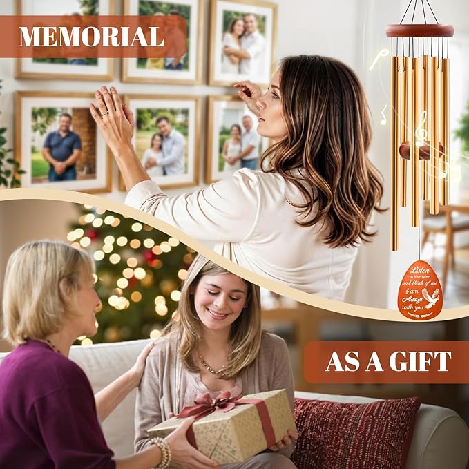 Memorial Wind Chimes, 25" Sympathy Gifts for Loss of Loved One, Memorial Gifts for Loss of Mom Dad, Bereavement Gift Ideas for Garden Home Outdoors