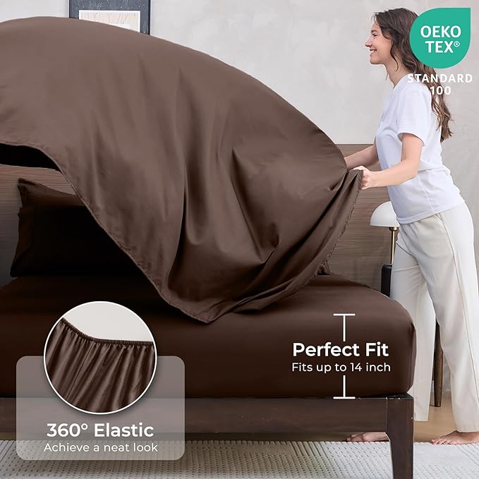 HEVUMYI Brown Twin Comforter Set - 5-Piece All Season Bed in a Bag Twin, Ultra Soft Bedding Set with Comforter, Flat Sheet, Fitted Sheet, Pillowcases, Pillow Shams