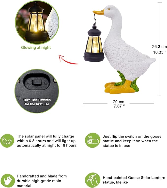 Nacome Solar Goose Outdoor Statues for Garden: Porch Decor with Warm Lantern Clearance for Outside Yard Art Lawn Ornaments Patio Balcony - Gifts for Grandma Mom Women