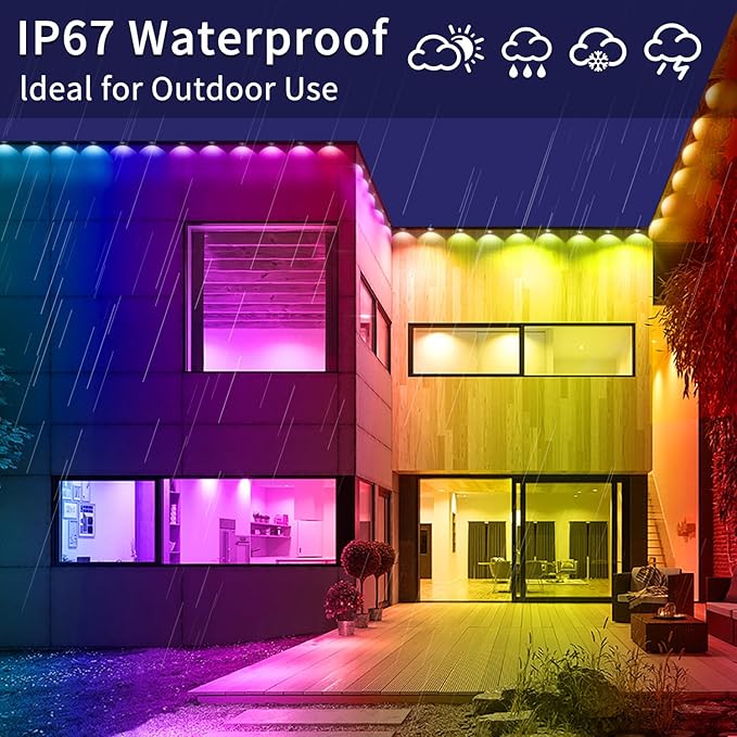 500ft Permanent Outdoor Light, RGB Outdoor eave Light,IP67 Waterproof Suitable for Party, Daily,Halloween,Christmas,Rooftop,Garden,Patio（2 Rolls of 250ft）