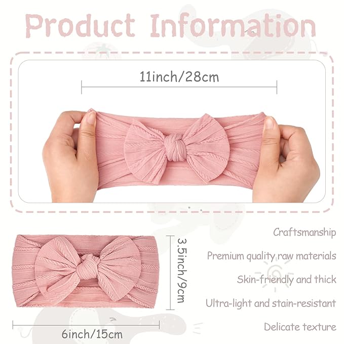 CÉLLOT 10Pcs Super Stretchy Soft Knot Headbands with Hair Bows Head Wrap Hair Accessories For Newborn Baby Girls Infant Toddlers Kids