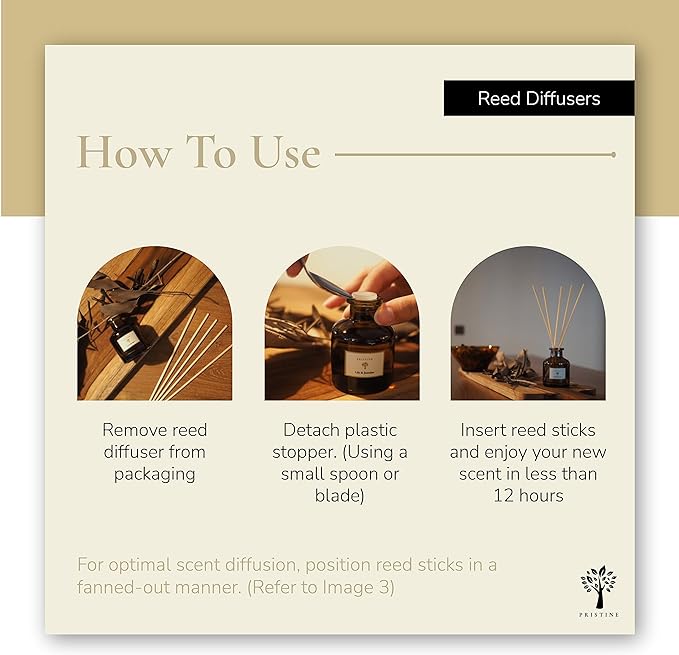 PRISTINE Himalayan Tea/Inspired by Westin Hotel Reed Diffuser for Home | Fresh Bergamot/White Tea Room Fragrance Reed Diffusers, Oil & Room Diffusers with Reed | Home Fragrance Scent Diffuser