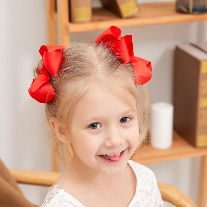 40PCS 4.5 Inch Hair Bows for Girls Grosgrain Ribbon Toddler Hair Accessories with Alligator Clips for Toddlers Baby Girls Kids Teens in Pairs