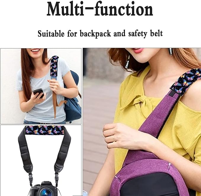 AFPANQZ Colorful Butterfly Car Seat Belt Pads Covers Harness Shoulder Straps Pad Cushion Safety Seatbelt Pillow Cover for Adults Comfortable Driving Adjustable Universal Fit