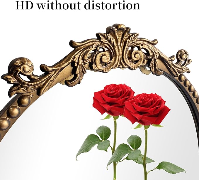 Arendahl Traditional Vintage Arch Mirror, 20" X 30" Baroque Ornate Accent Wall Mirrors Decorative Beaded Frame for Bathroom Sink, Entryway, Bedroom Vanity, Over Mantel Fireplace Wall Decor