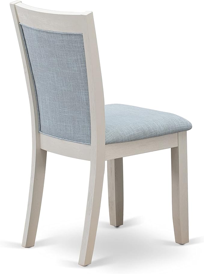 East West Furniture X027MZ015-7 7 Piece Dining Set Consist of a Rectangle Dining Room Table with X-Legs and 6 Baby Blue Linen Fabric Upholstered Parson Chairs, 40x72 Inch, Multi-Color