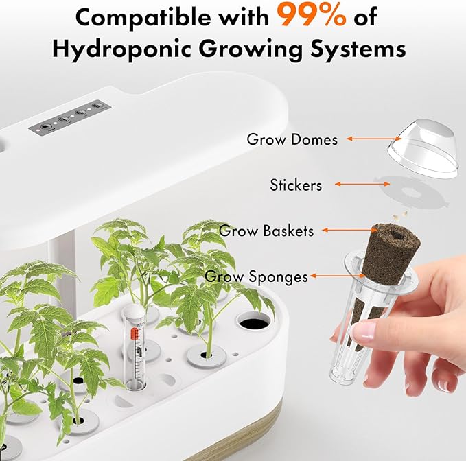 LYKOCLEAN Flower Fruit Seed Pods for AeroGarden, Ahopegarden, iDOO Hydroponics Growing System Indoor, 350 Seeds+ Including Dwarf Sunflower Bambino, Marigold, Red Tomato, Red Strawberry (7-Pods)