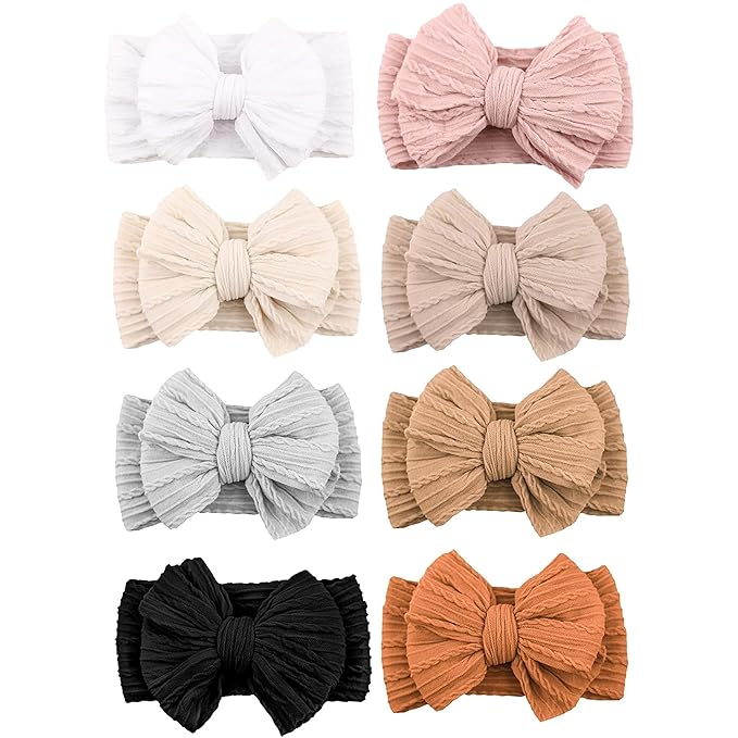 Niceye Handmade Baby Headbands Soft Stretchy Nylon Hair Bands with Bows for Newborn Infant Baby Toddler Girls