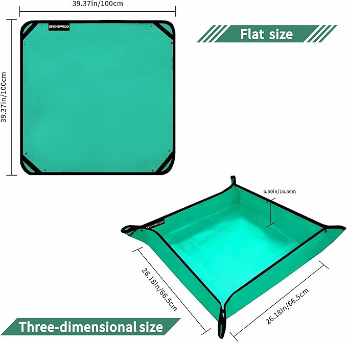 (BFCM Deal) SPONDWILD Large Plant Transplanting Mat -39.5"x39.5" PE Thickened Waterproof Potting Mat, Succulent Gardening Mat, Portable Repotting Mat for Mess Control