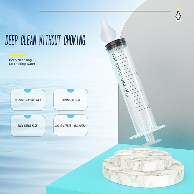 Silicone Baby Nasal Aspirator,Syringe Nasal Irrigator,10ml Nasal Irrigator Portable Infant Nose Cleaner Nose Aspirator with Cleanable (Transparent with Storage Box ﻿)