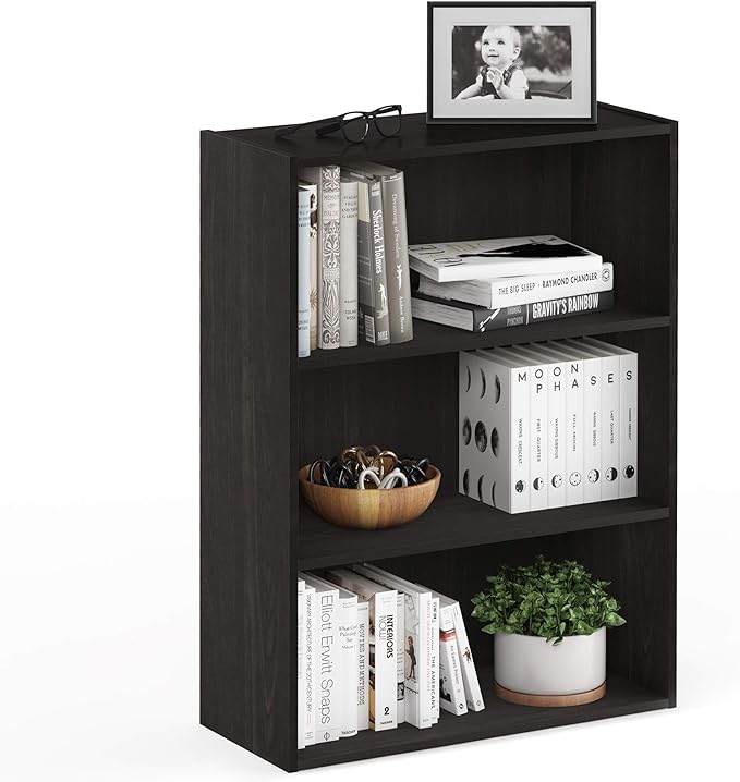 Furinno Pasir 3-Tier Open Shelf Bookcase, Espresso