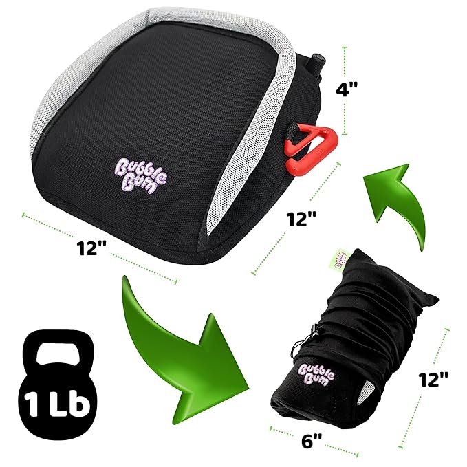 bubblebum Twin Pack Inflatable Backless Booster Car Seat, Portable Travel Booster Seat, Booster Seats for Cars 40-100LBS - Black