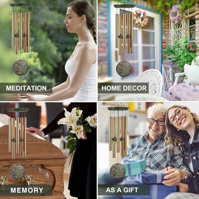 Personalized Cardinal Wind Chimes, 36inch Memorial Wind Chimes, Custom Sympathy Gifts, in Loving Memory of Dad/Mom, Condolences Wind Chime for Loss of Loved Ones (Produced in USA)