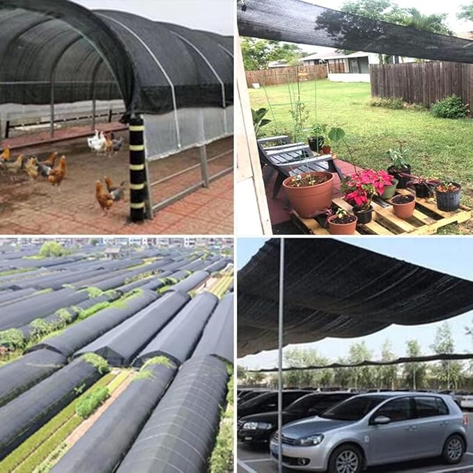 90% Black Shade Cloth for Patio, 6x8 FT Mesh Tarp Sun Shade Cloth with Grommets, Sun Protection Sail for Garden Greenhouse Pergola Plants Chicken Coop Patio Outdoor Neting Cover
