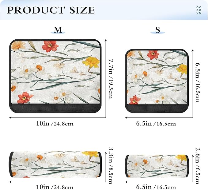 Car Seat Belt Pads Covers 2 Pack Breathable Seat Belt Shoulder Strap Covers Pad for Adults Child Kids S Fall Flowers Daffodil Carnation Freesia White