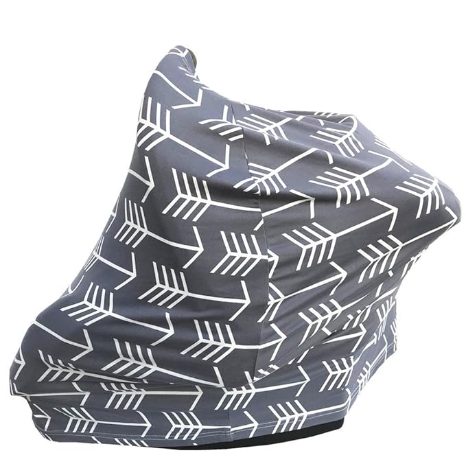 Nursing Cover for Babies Versatile Baby Car Seat Cover for Newborn Grey with White Arrow