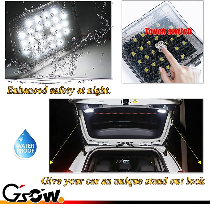 2 Pcs LED Trunk Overhead Lights for Toyo-ta RAV4 2022 2023 2024, Rav4 accessories Rear Hatch Door Lid Trunk Cargo Lamp Trunk Ceiling Lighting