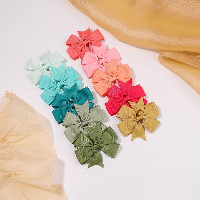 Choicbaby Hair Bows for Girls, 3" Grosgrain Ribbon Pinwheel Hair Bows for Toddler Girls, Pack of 80