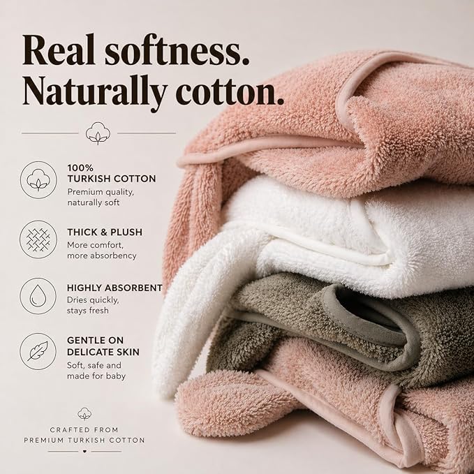 Organic Hooded Towels - Certified Organic Cotton, Long Stable Luxurious Turkish Organic Cotton, Plush Towels for Newborn (Baby Dino, 30×30” — Petite Newborn Fit (0–12 Months))
