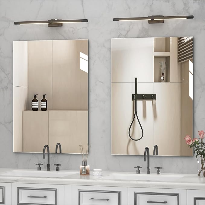 Hasipu Bathroom Mirror for Wall Vanity Mirror 20"x28"-2pcs, Frameless Mirror for Bathroom Sink, Rectangle Modern Horizontal or Vertical