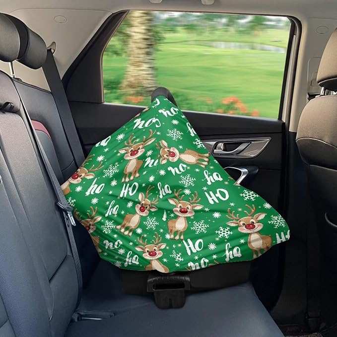 AFPANQZ Christmas Deer Baby Car Seat Covers for Girls Multifunctional Infant Car Seat Canopy Nursing Breastfeeding Scarf Shield Soft Breathable Stretchy Baby Car Seat Canopies