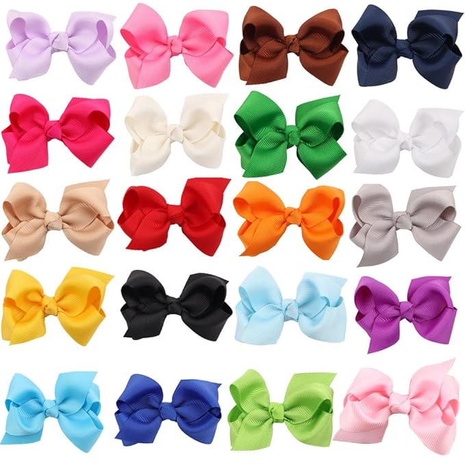 3 Inch Baby Girl Hair Bows Boutique Hair Clip Teens Toddlers Hairpin Headwear - Set of 2 (Light Coffee)