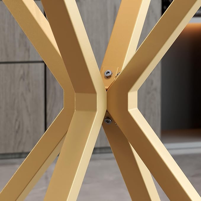Tempered Glass Dining Table for 4, 48 Inch Rectangular Kitchen Table with Gold Metal Legs Modern Style Dinner Table for Dining Room Kitchen