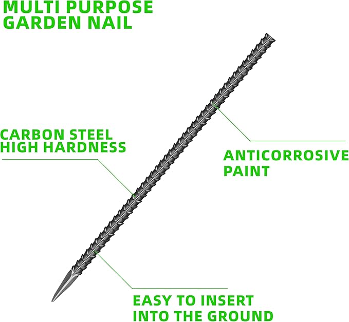 20 Pieces 16-Inch Garden Ground Stakes Galvanized Steel Rebar Stake Heavy Duty Anchors for Tents, Position Kits,Fences, and Trampolines