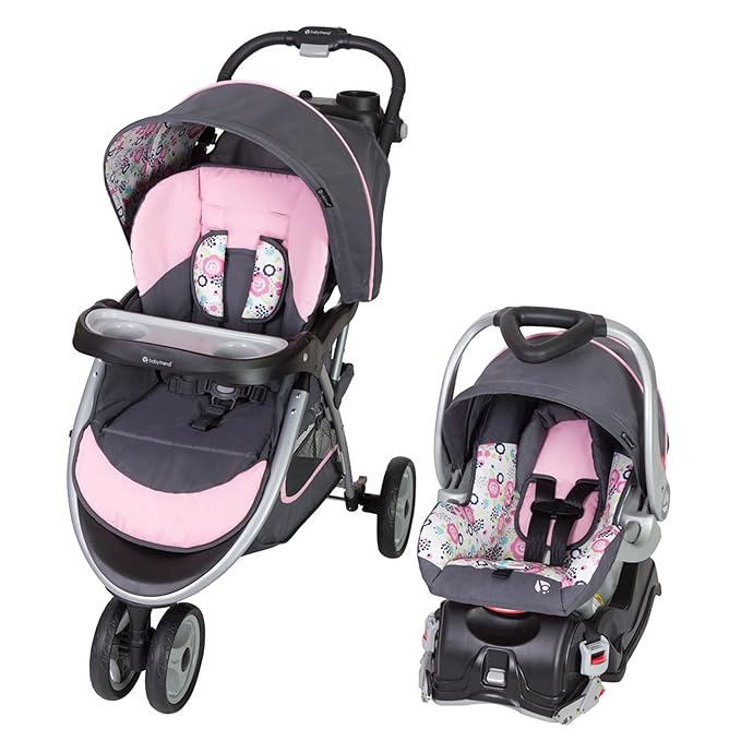 Baby Trend Skyview Stroller Travel System with EZ Flex-Loc Infant Car Seat, Flora