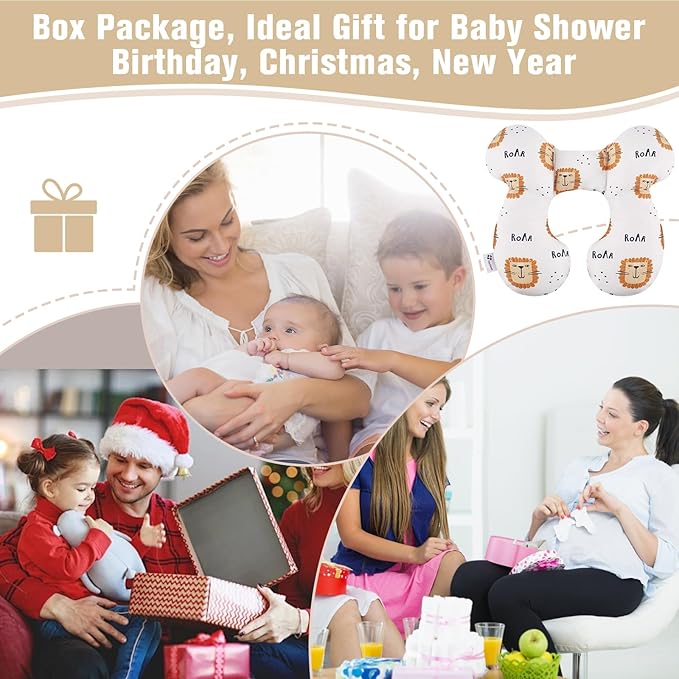 vocheer Baby Travel Pillow(Upgraded), Head and Neck Support Pillow for Pushchair, Car Seat,Stroller, Bouncer, Cotton, Lion