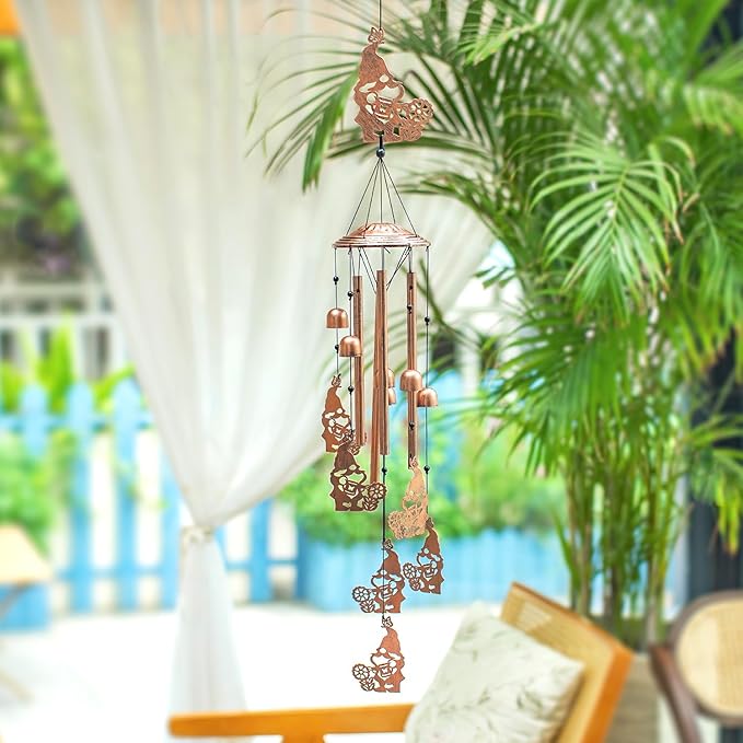 Gnomes Wind Chimes Outdoor Gnomes Gifts for Women/Men/Mom/Wife/Grandma Birthday Gifts Memorial Gift Metal WindChimes for Outside/Indoors, Lawn, Patio, Home, Porch, Yard Decor, Garden Decorations
