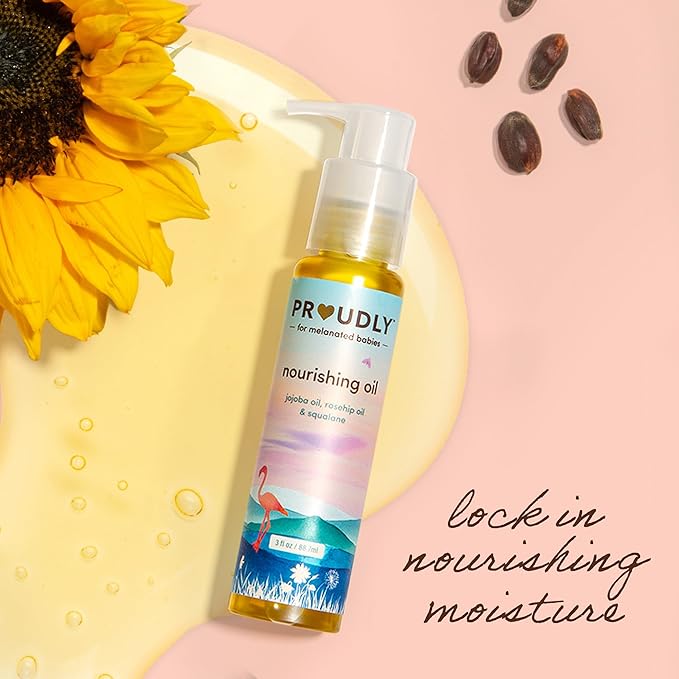 PROUDLY Nourishing Baby & Hair Oil by Gabrielle Union & Dwyane Wade, Baby Oil Gel for Dry, Sensitive Skin & Textured Hair, Black & Brown Babies, Vitamin E, 3oz
