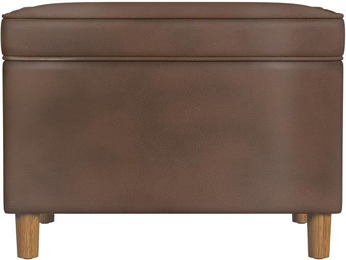 Home Decor | Dinah Collection Modern Storage Ottoman | Ottoman with Storage for Living Room & Bedroom(Brown Faux Leather)