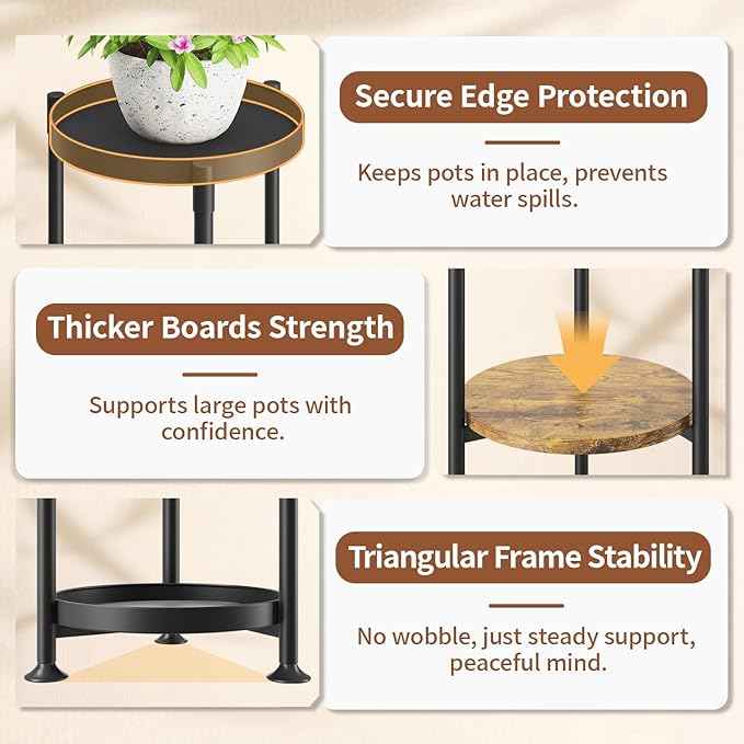 LASZOLA 4 Tier Black Plant Stand Indoor for Large Tall Heavy Duty Flower Planter, Metal Vertical Multi Level Rack for Narrow Floor Corner, Sturdy Round Holder Organizer, Modern, Mid Century, Farmhouse