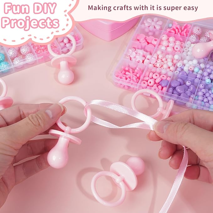 50 Pacifiers for Baby Shower Game Girl, 2.75’’ Plastic Pacifiers Baby Shower Game, Bulk Baby Shower Pacifiers for Gender Reveal Baby Shower Decoration DIY, Table Scatter, Baby Shower Favors (Pink)