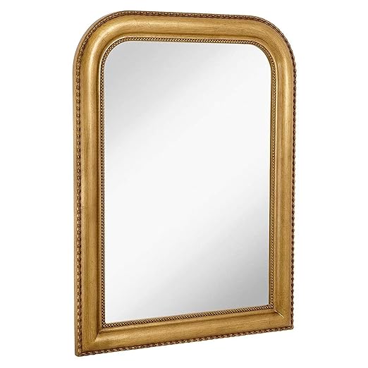 Hamilton Hills 40" x 30" Classic Gold Mirror - Rich Framed Top Round Corner- Thick Arched Top Rich Wall Mirror - Vanity for Bathroom Decor, Bedroom, Living Room - Hangs Horizontal or Vertical